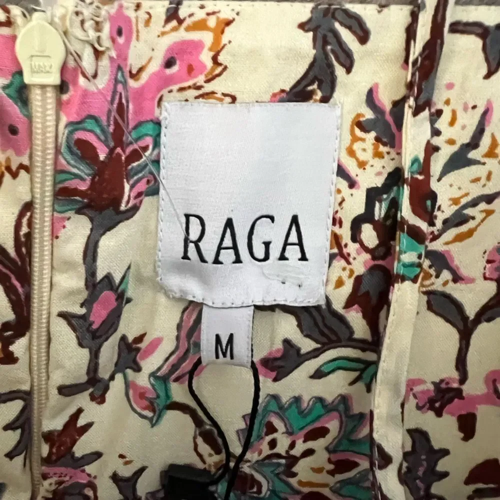 NWT RAGA Deema Tiered Cream Floral Maxi Dress with Pink & Blue Accents Medium - Picture 4 of 11